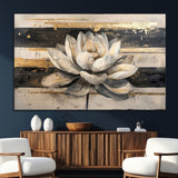 18807-MGV-CV-36X24-Lotus Flower Wall Art Canvas Print, Framed Abstract Lotus Art Picture Print, White Lotus Flower Perfect Abstract Floral Decor
