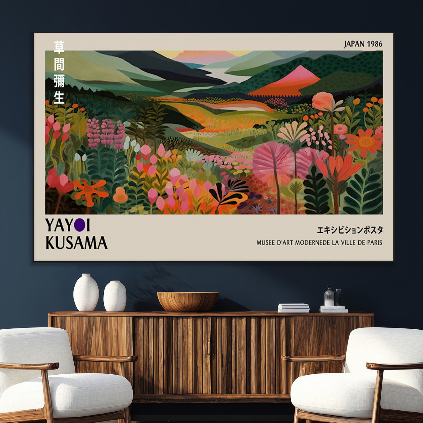 75719-MGV-CV-36X24-Botanical Mountain Valley Wall Art – Panoramic Nature Canvas Print, Vibrant Floral Field Artwork for Living Room, Bedroom, Office,