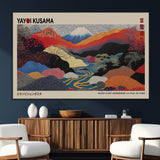 49228-MGV-FC-93X47-3P_Black-Kusama Wall Art – Vibrant Japanese Landscape Canvas Print, Modern Abstract Mountain and River Decor for Living Room, Office or Art