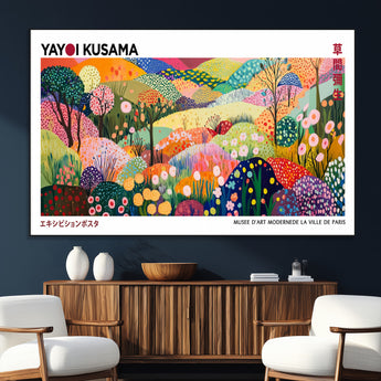 75201-SEG-FC-51X34_Oversize_Oversize-Yayoi Kusama Floral Wall Art – Vibrant Abstract Landscape Canvas Print, Modern Pop Art Poster for Living Room, Bedroom, or Gallery