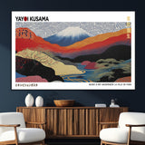 14839-SEG-FC-51X34_Oversize_Oversize-Yayoi Kusama Wall Art – Panoramic Mountain & River Canvas Print, Modern Abstract Japanese Landscape Decor for Living Room or