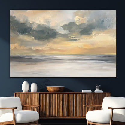45544-SEG-FC-51X34_Oversize_Oversize-Ocean Sunset Wall Art – Serene Seascape Canvas Print with Golden Sky and Calm Water, Coastal Beach Artwork for Living Room,