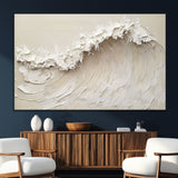 45175-SEG-FC-51X34_Oversize_Oversize-Textured Wave Wall Art Canvas Print, Framed Minimal Seascape Art Picture Print, Elegant Wave Perfect Modern Coastal Decor Artwork