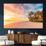 41542880-MGV-CV-36X24-Tropical Beach Wall Art Canvas Print, Framed Palm Trees Art Picture Print, Sunset Shore Perfect Tropical Coastal Decor Artwork