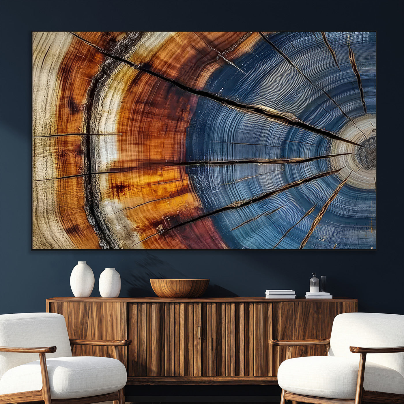 96890915-SEG-FC-51X34_Oversize_Oversize-Abstract Tree Ring Wall Art – Rustic Nature Canvas Print with Wood Grain Texture, Modern Earth Tone Artwork for Office, Living
