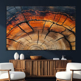 65909987-MGV-CV-36X24-Rustic Tree Ring Wall Art – Nature Inspired Wooden Texture Canvas Print, Modern Abstract Artwork for Living Room, Bedroom, Office