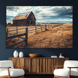 69356982-SEG-FC-51X34_Oversize_Oversize-Old Barn Wall Art Canvas Print, Framed Rustic Fence Art Picture Print, Wooden Farmhouse Perfect Rustic Farmhouse Decor Artwork