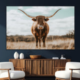 39350715-SEG-FC-51X34_Oversize_Oversize-Texas Longhorn Wall Art Canvas Print, Framed Longhorn Cow Art Picture Print, Western Cattle Perfect Rustic Western Decor Artwork