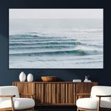 73969318-SEG-FC-51X34_Oversize_Oversize-Ocean Waves Wall Art Canvas Print, Framed Surfer Lineup Art Picture Print, Crowded Ocean Perfect Minimal Coastal Decor Artwork