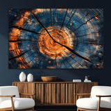 81894502-SEG-FC-51X34_Oversize_Oversize-Burnt Wood Wall Art Canvas Print, Framed Aged Timber Art Picture Print, Rustic Tree Slice Perfect Rustic Decor Artwork for Home,