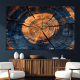 18975622-SEG-FC-51X34_Oversize_Oversize-Burnt Wood Wall Art Canvas Print, Framed Aged Timber Art Picture Print, Rustic Tree Slice Perfect Rustic Decor Artwork for Home,