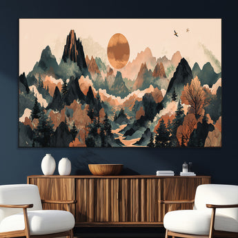 46509506-MGV-CV-36X24-Mountain Wall Art – Sunset Canvas Print, Nature Inspired Artwork, Scenic Wall Decor for Living Room, Bedroom, Office