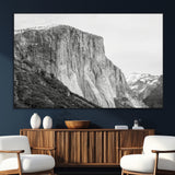 39393420-SEG-FC-51X34_Oversize_Oversize-El Capitan Wall Art Canvas Print, Framed Yosemite Cliff Art Picture Print, Monochrome Mountain Perfect Monochrome Sierra Decor
