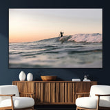 58502923-SEG-FC-51X34_Oversize_Oversize-Wave Rider Wall Art Canvas Print, Framed Ocean Wave Art Picture Print, Riding Surf Perfect Sunset Surf Decor Artwork