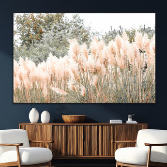 21826392-MGV-CV-36X24-Pampas Grass Wall Art Canvas Print, Framed Soft Pampas Art Picture Print, Pastel Grasses Perfect Soft Neutral Boho Decor Artwork