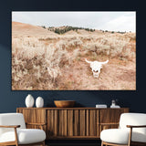 97234735-MGV-CV-36X24-Rustic Bones Wall Art Canvas Print, Framed Desert Sage Art Picture Print, Prairie Skull Perfect Minimal Rustic Decor Artwork