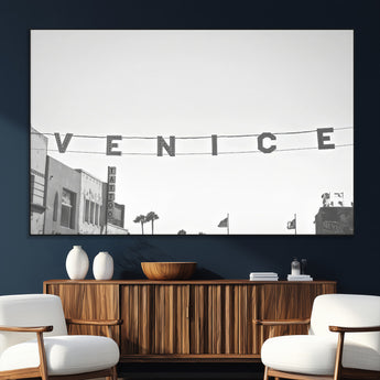 68254589-MGV-CV-36X24-Venice Sign Wall Art Canvas Print, Framed Venice Letters Art Picture Print, Los Angeles Perfect Minimalist Urban Decor Artwork