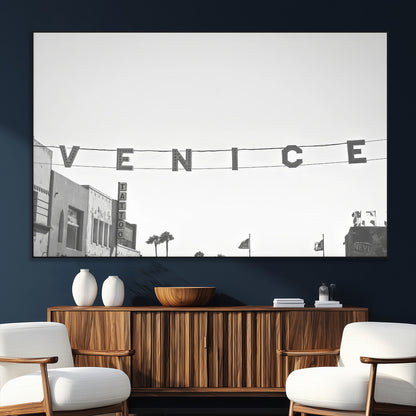 68254589-MGV-CV-36X24-Venice Sign Wall Art Canvas Print, Framed Venice Letters Art Picture Print, Los Angeles Perfect Minimalist Urban Decor Artwork