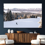 79857868-SEG-FC-51X34_Oversize_Oversize-Snowy Mountain Wall Art Canvas Print, Framed Ski Slope Art Picture Print, Winter Forest Perfect Modern Rustic Decor Artwork