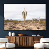 96147924-SEG-FC-51X34_Oversize_Oversize-Saguaro Cactus Wall Art Canvas Print, Framed Desert Cactus Art Picture Print, Earthy Desert Perfect Southwestern Boho Decor