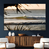 24896468-MGV-CV-36X24-Sunset Surf Wall Art Canvas Print, Framed Golden Waves Art Picture Print, Tropical Ocean Perfect Tropical Boho Decor Artwork
