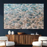 26580287-SEG-FC-51X34_Oversize_Oversize-Clear Water Wall Art Canvas Print, Framed Sunlit Ripples Art Picture Print, Ocean Texture Perfect Modern Coastal Decor Artwork