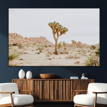 67109959-SEG-FC-51X34_Oversize_Oversize-Joshua Tree Wall Art Canvas Print, Framed Neutral Desert Art Picture Print, Earthy Landscape Perfect Neutral Boho Decor Artwork