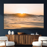 16973771-MGV-CV-36X24-Calm Water Wall Art Canvas Print, Framed Sunset Waves Art Picture Print, Coastal Warmth Perfect Warm Minimalist Decor Artwork