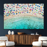 76172085-MGV-CV-36X24-Tropical Shoreline Wall Art Canvas Print, Framed Beach Relaxing Art Picture Print, Aerial Summer Perfect Coastal Vibrant Decor