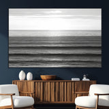 47305203-SEG-FC-51X34_Oversize_Oversize-Monochrome Ocean Wall Art Canvas Print, Framed Moody Ocean Art Picture Print, Calm Ocean Perfect Minimalist Coastal Decor Artwork