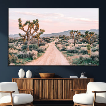 12540952-SEG-FC-51X34_Oversize_Oversize-Joshua Tree Park Wall Art Canvas Print, Framed Desert Road Art Picture Print, Sunset Drive Perfect Southwestern Boho Decor Artwork