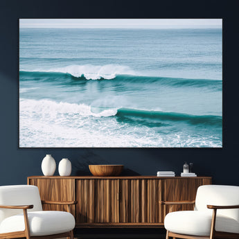 73692470-SEG-FC-51X34_Oversize_Oversize-Ocean Swell Wall Art Canvas Print, Framed Surf Waves Art Picture Print, Blue Water Perfect Coastal Dynamic Decor Artwork