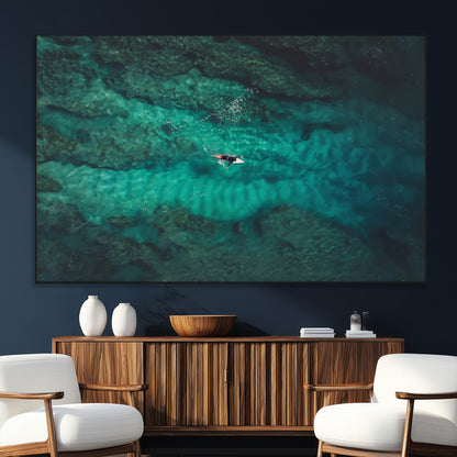 93287752-SEG-FC-51X34_Oversize_Oversize-Ocean Surf Wall Art Canvas Print, Framed Blue Waters Art Picture Print, Vibrant Seascape Perfect Coastal Adventure Decor Artwork
