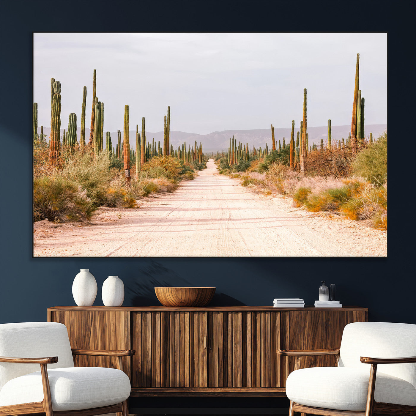 30742780-MGV-CV-36X24-Desert Cactus Wall Art Canvas Print, Framed Southwestern Art Picture Print, Bohemian Western Perfect Southwestern Boho Decor