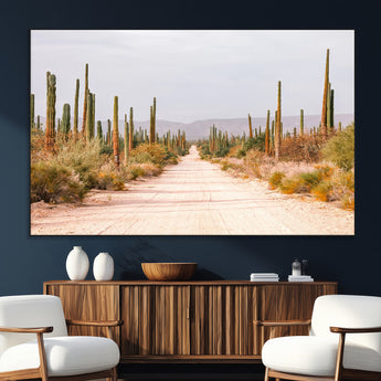 30742780-MGV-CV-36X24-Desert Cactus Wall Art Canvas Print, Framed Southwestern Art Picture Print, Bohemian Western Perfect Southwestern Boho Decor