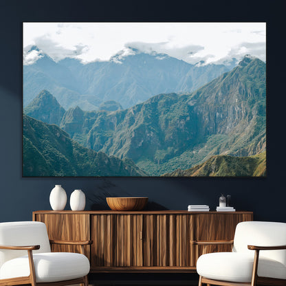 79393816-SEG-FC-51X34_Oversize_Oversize-Misty Mountain Wall Art Canvas Print, Framed Cloudy Andean Art Picture Print, Rugged Mountain Perfect Rustic Nature Decor Artwork