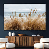 14270839-MGV-CV-36X24-Beach Grass Wall Art Canvas Print, Framed Coastal Dunes Art Picture Print, Dune Grass Perfect Coastal Minimalist Decor Artwork