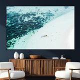 33764764-MGV-CV-36X24-Minimal Beach Wall Art Canvas Print, Framed Ocean Swimming Art Picture Print, Clear Ocean Perfect Minimal Coastal Decor Artwork