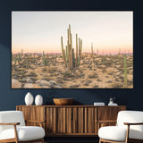 76234974-MGV-CV-36X24-Desert Cactus Wall Art Canvas Print, Framed Baja Desert Art Picture Print, Pastel Desert Perfect Southwestern Boho Decor Artwork
