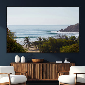 88336640-MGV-CV-36X24-Tropical Beach Scene Wall Art Canvas Print, Framed Coastal Photography Art Picture Print, Ocean Horizon Art Perfect Coastal Boho