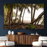 92093951-MGV-CV-36X24-Tropical Jungle Wall Art Canvas Print, Framed Palm Tree Forest Art Picture Print, Coastal Escape Perfect Jungle Retreat Decor