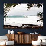 50382104-MGV-CV-36X24-Tropical Surf Wall Art Canvas Print, Framed Palm Tree View Art Picture Print, Beach House Art Perfect Boho Coastal Decor Artwork