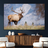 26365841-SEG-FC-51X34_Oversize_Oversize-Mountain Elk Art Wall Art Canvas Print, Framed Rustic Wildlife Print Art Picture Print, Lodge Style Decor Perfect Rustic Lodge