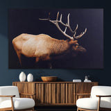 91871131-MGV-CV-36X24-Rustic Elk Art Wall Art Canvas Print, Framed Moody Wildlife Decor Art Picture Print, Western Animal Print Perfect Western Lodge