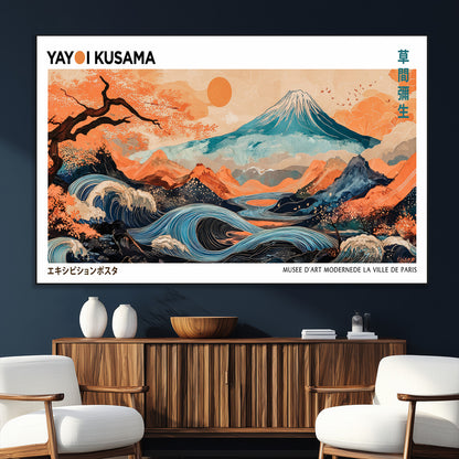 88785870-SEG-FC-51X34_Oversize_Oversize-Japanese Great Wave & Mt Fuji Wall Art – Ukiyo e Style Landscape Print with Flowing River, Autumn Mountain Poster, Oriental Asian