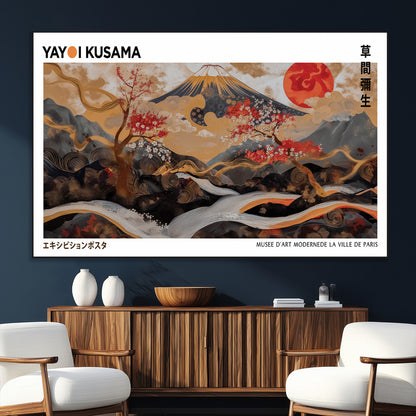 85375874-SEG-FC-51X34_Oversize_Oversize-Mount Fuji Abstract Wall Art – Japanese Landscape Canvas Print, Cherry Blossom & Red Sun Painting, Elegant Modern Zen Asian Home
