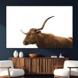 62566114-SEG-FC-51X34_Oversize_Oversize-Longhorn Cow Art Wall Art Canvas Print, Framed Rustic Animal Decor Art Picture Print, Texas Bull Photo Perfect Rustic Farmhouse