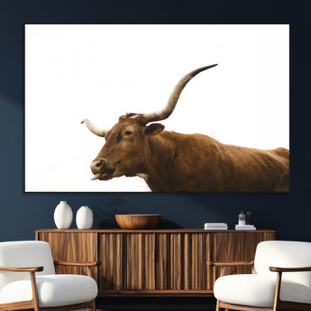 62566114-SEG-FC-51X34_Oversize_Oversize-Longhorn Cow Art Wall Art Canvas Print, Framed Rustic Animal Decor Art Picture Print, Texas Bull Photo Perfect Rustic Farmhouse