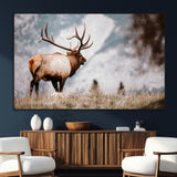 70489411-SEG-FC-51X34_Oversize_Oversize-Elk Photography Wall Art Canvas Print, Framed Mountain Wildlife Art Picture Print, Rustic Nature Decor Perfect Rustic Lodge Decor