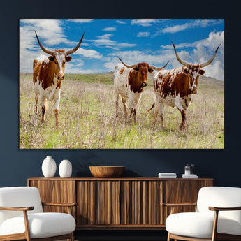 58099948-SEG-FC-51X34_Oversize_Oversize-Texas Longhorn Wall Art Canvas Print, Framed Western Decor Art Picture Print, Rustic Farmhouse Perfect Western Farmhouse Decor